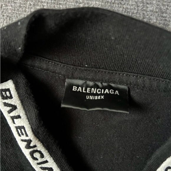 Balenciaga Black Long Sleeve Logo Tee with Red Accents - Picture 3 of 3